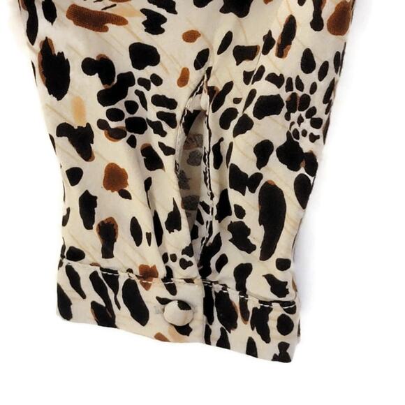 Beachlunchlounge Leopard V Neck Shirt Long Sleeve Button Down Tie Waist Chic M - Picture 6 of 11